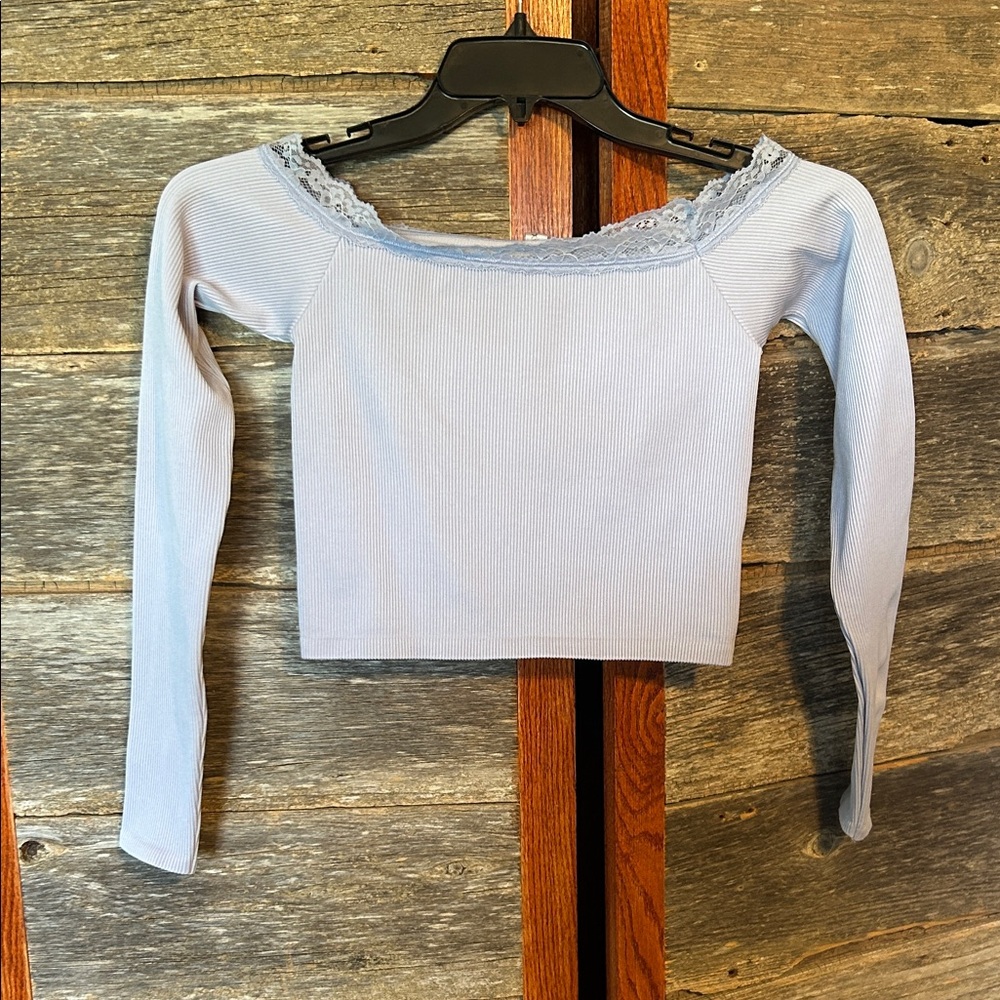 Urban Outfitters Out From Under Light Lavender Lace-Trimmed Ribbed Crop Top NWT